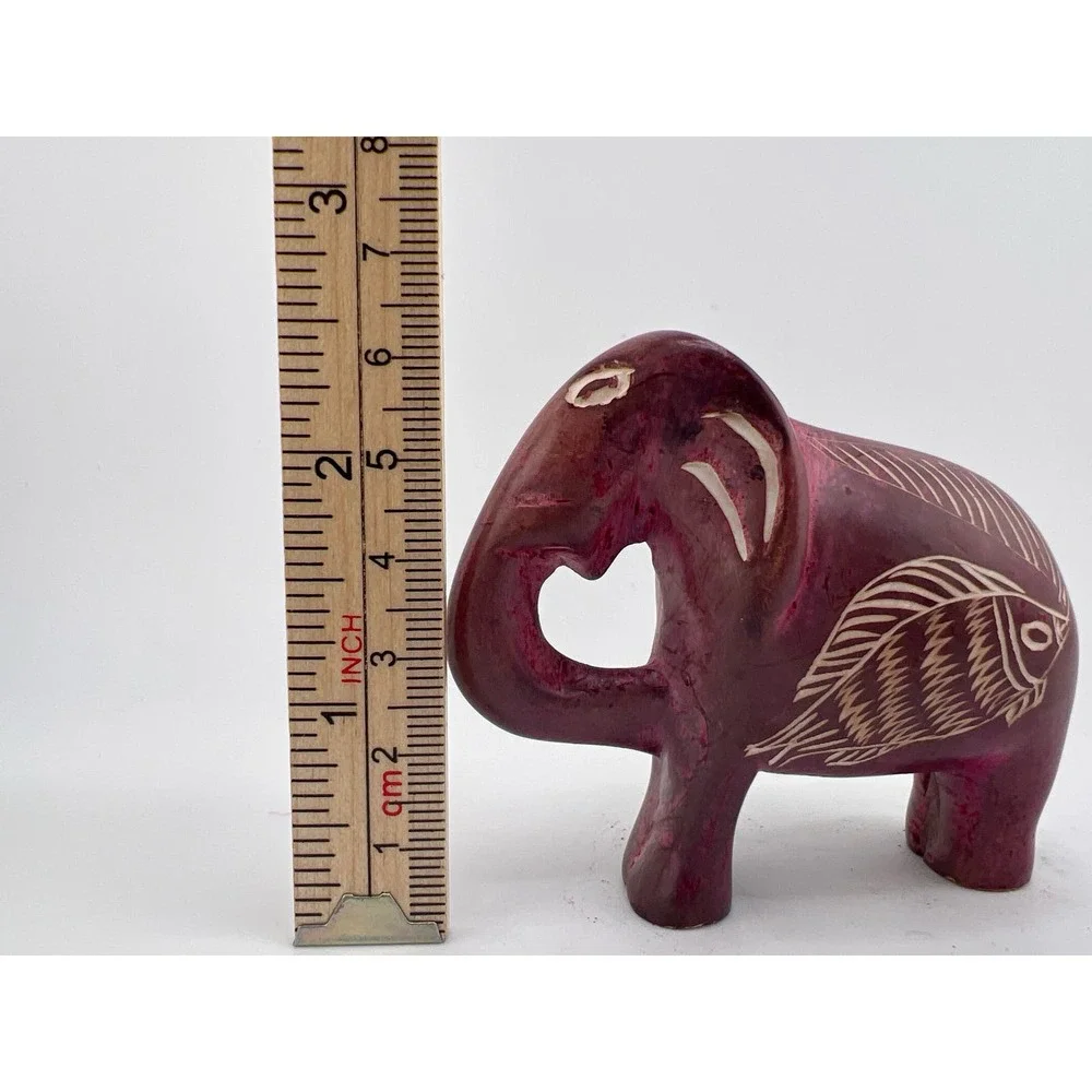 Wooden Red Hand Carved Elephant Fish Vintage‎ Classic
